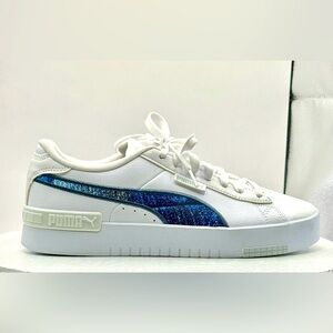 Puma Jada‎ Renew White and Blue Leather Women's Sneakers Size 10   382387-01